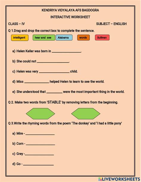 Grade 4 English Worksheet Live Worksheets