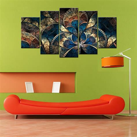 Multicolor Guftscorner Flower Abstract 5 Piece Canvas Wall Art Size