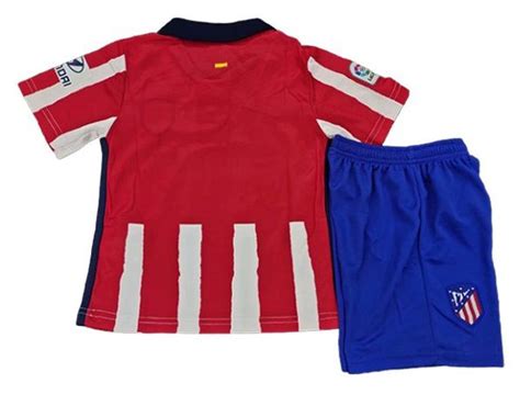 El trazado de las líneas es . ATLÉTICO DE MADRID KIT INFANTIL 2021, UNIFORME TITULAR