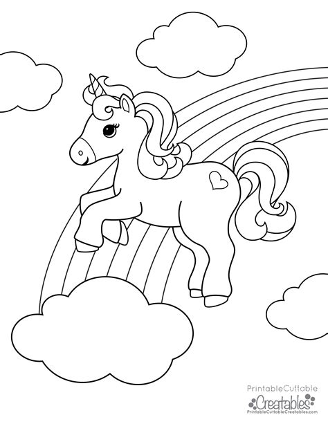 Printable Rainbow Unicorn Coloring Pages For Kids