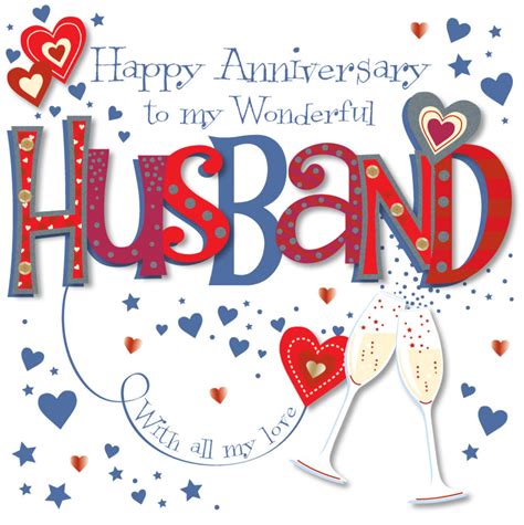 Wonderful Husband Happy Anniversary Greeting Card Cards Love Kates