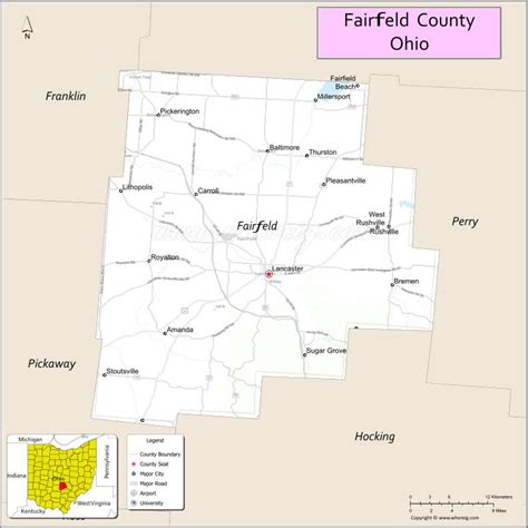 Fairfield County Oh Zip Code Wall Map Red Line Style By 54 Off