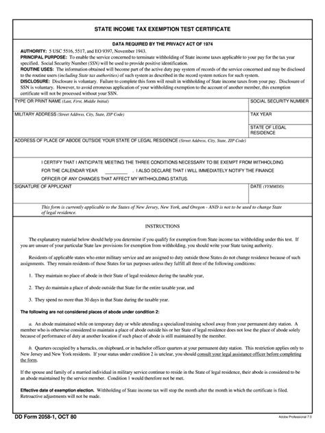 State Exemption Military Fill Online Printable Fillable Blank