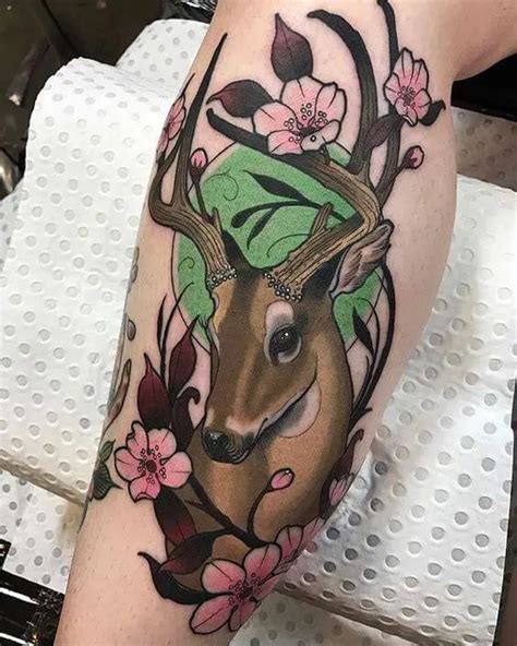 15 Neo Traditional Deer Tattoos Designs Petpress Deer Tattoo