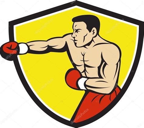 Boxer Jabbing Punching Crest Cartoon Stock Illustration By ©patrimonio