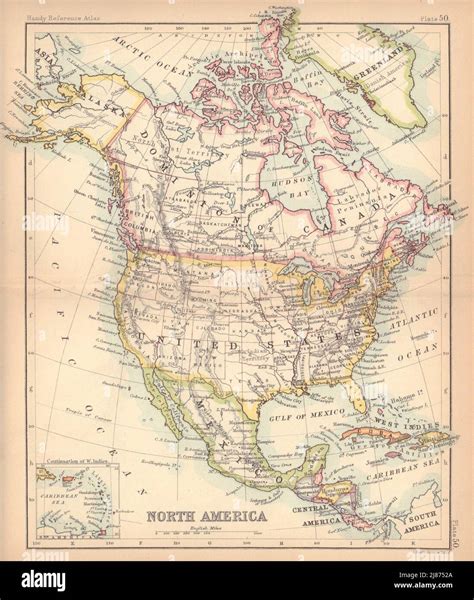 América Del Norte Estados Unidos Canadá México BartolomÉ 1888 Antiguo