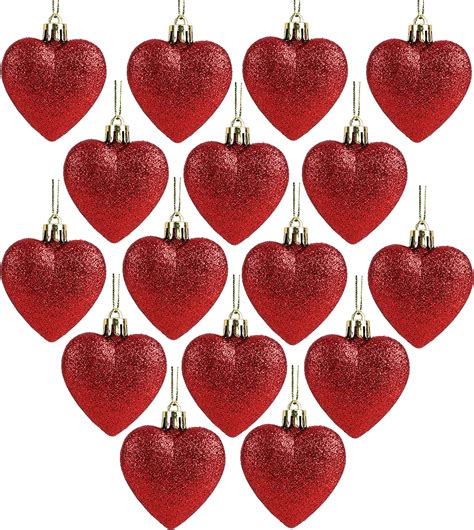 Christmas Concepts 16 X 60mm Red Glitter Heart Shaped