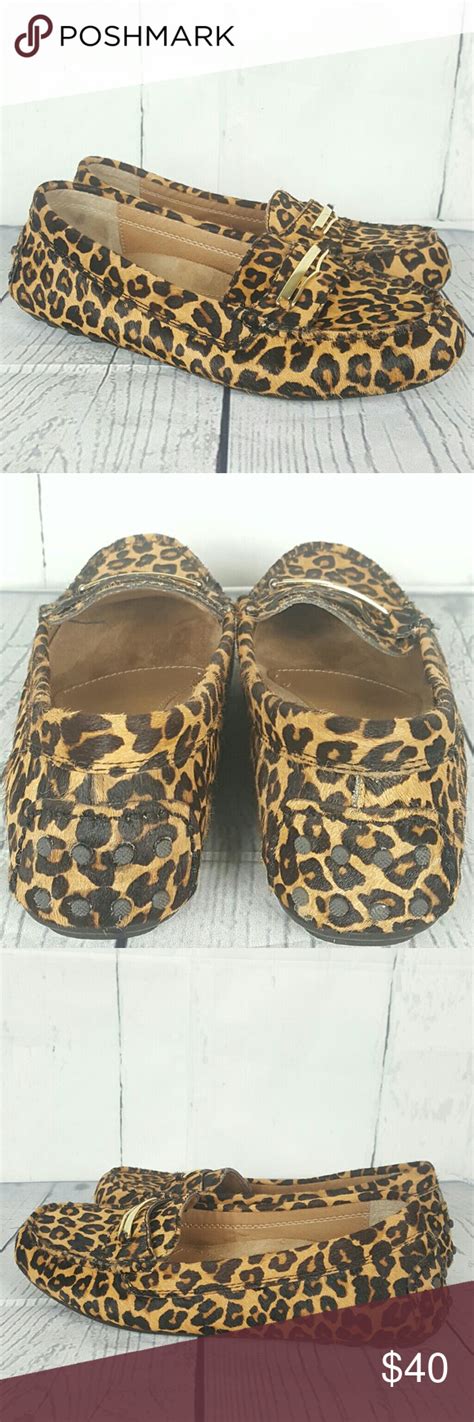 Vionic Ashby Leopard Print Calf Hair Loafers 6 Moccasins Style Flat