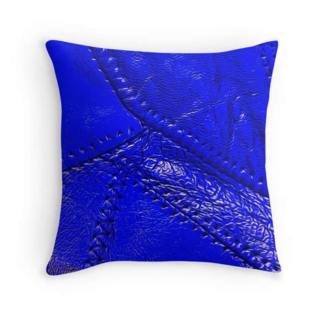 Purple aqua & cobalt blue throw pillows, decorative pillow for bed decor, couch cushions set or large outdoor pillow. 'Cobalt blue "leather" look design' Throw Pillow by happyphotos | Throw pillows, Pillows, Leather