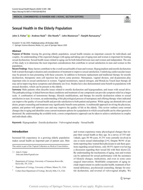 sexual health in the elderly population request pdf