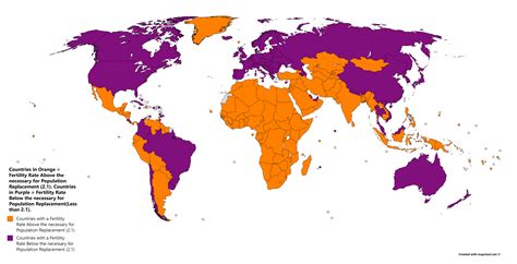 Countries In Orange Fertility Rate Above The Necessary For Population