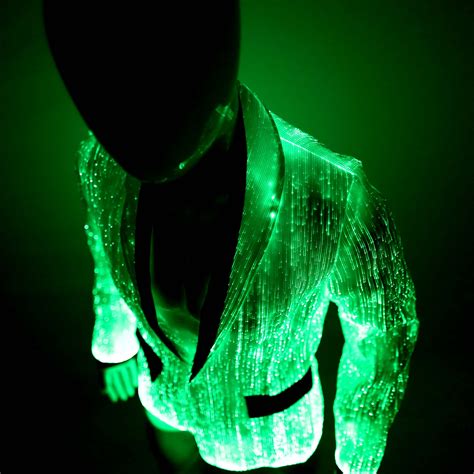 LED Jacket for MEN, Platinum Glow in dark Fiber Optic Jacket - YMYW