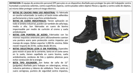 Fichatecnicapiesdoc Elementos De Proteccion Personal Equipo De