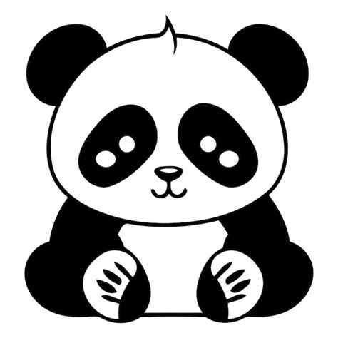 Lindo panda sentado en el suelo ilustración vectorial en estilo de