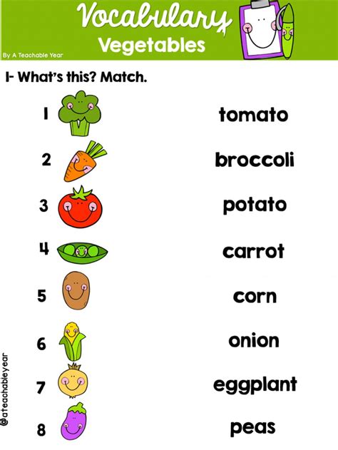 vegetables interactive worksheet
