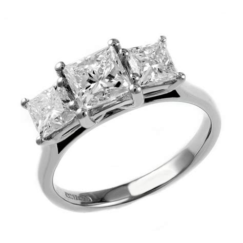 Up to 75% off retail prices. Platinum 2.13ct EGL princess cut diamond 3 stone ring ...