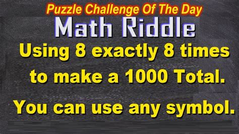 Puzzle Challenge Of The Day Vol 8 Math Riddle Youtube