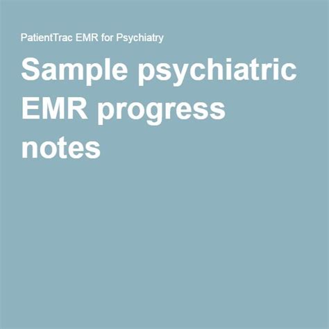 Sample Psychiatric Emr Progress Notes Emr Progress Psychiatric Nursing