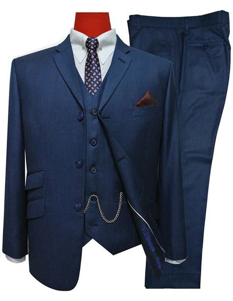 Pete Blue 3 Piece Mod Suit Bespoke 3 Button Style Of 60s Mod Clothing