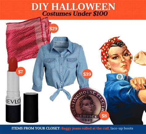 Here are some more photos and cute outtakes… for the head scarf, we found one here for $3, but you could totally find a piece of polka dot. DIY Halloween Costumes Under $100: Rosie the Riveter ...