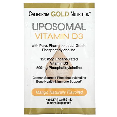 California Gold Nutrition Liposomal Vitamin D3 125 Mcg 5000 Iu 30