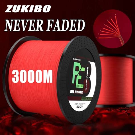 ZUKIBO Never Fade Red 8 Strands Braided Fishing Line Japanese Material