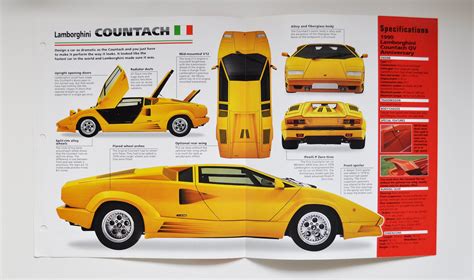 Spec Sheet Lamborghini Countach 1974 1991 Car Photo Stat Etsy Canada