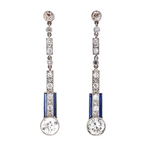 Art Deco Cartier Diamond Platinum Drop Earrings At 1stdibs