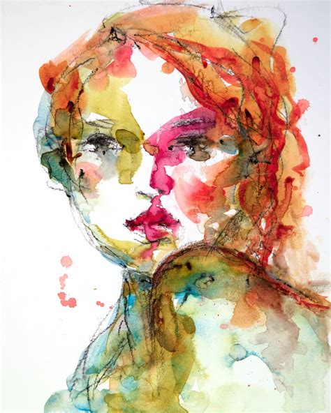 Expressive Female Portrait Painting Mixed Media Portrait Etsy