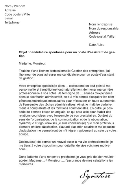 Lettre de motivation Assistant de gestion Modèle de Lettre