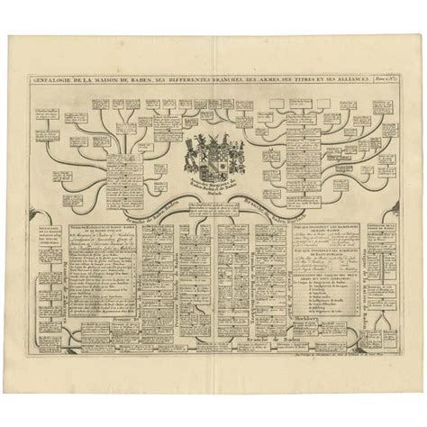 Antique Genealogy Chart Of The Landgraviate Hessen Kassel Germany