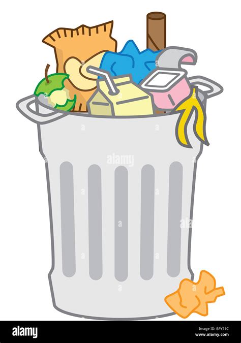 A Garbage Can Full Of Trash Stock Photo Alamy