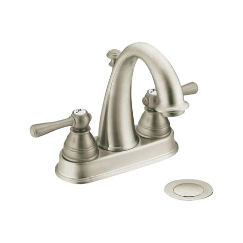 Chemicals/cleansers to avoid using on brushed nickel: MOEN Kingsley 4 in. Centerset 2-Handle High-Arc Bathroom ...