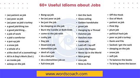 60 Useful Sayings And Idioms About Jobs Word Coach