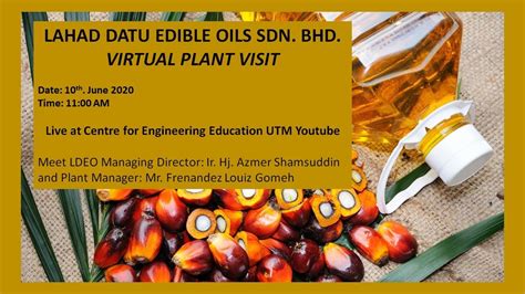 The enterprise currently operates in the miscellaneous nondurable goods merchant wholesalers sector. Lahad Datu Edible Oils Sdn. Bhd. Virtual Plant Visit - YouTube