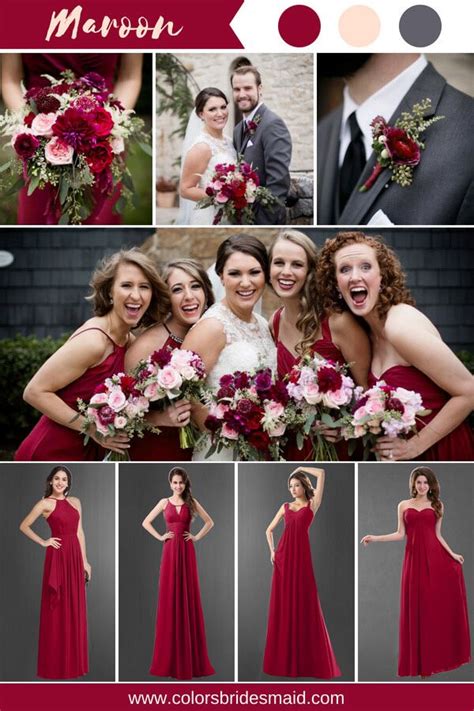 Maroon Bridesmaid Dresses Color Inspiration Maroon Blush And Grey In