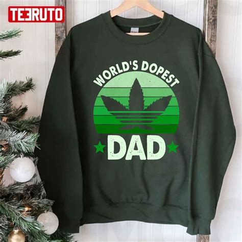 Worlds Dopest Dad St Patricks Day Adidas Logo Cannabis Weed Unisex T