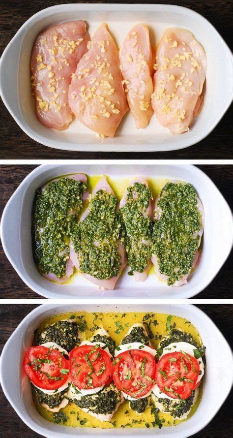 Basil Pesto Tomato Mozzarella Chicken Bake Healthy Chicken Recipes