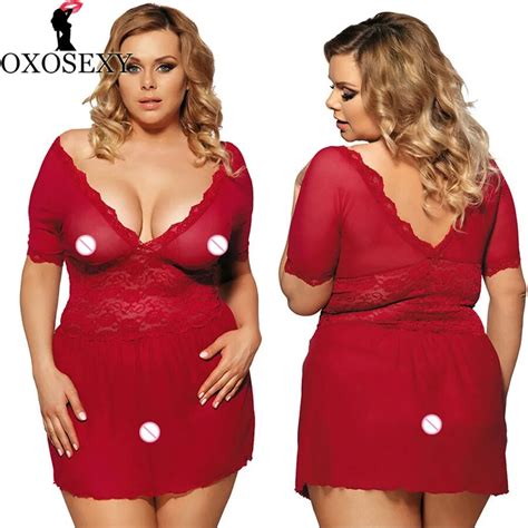 Xxxl 5xl Red Deep V Lace Women Sexy Lingerie Hot Plus Size Sexy
