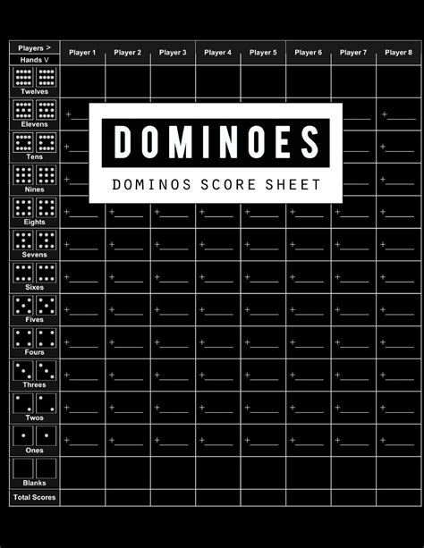 Dominoes Score Sheet Dominos Score Game Record Book Dominos Score