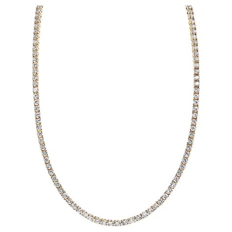 85 Carat Round And Emerald Cut Diamond Tennis Necklace Certified For