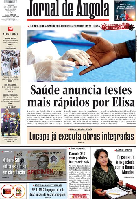 Jornal De Angola Terça 01 De Setembro De 2020