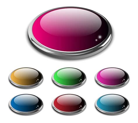 Premium Vector Web Buttons Set Blank Glass And Metallic Vector Buttons