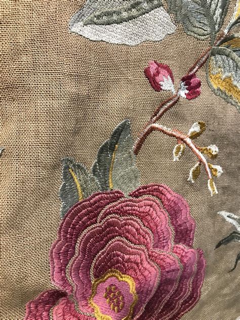 New Designer Embroidered Floral Linen Fabric Color Flax In 2021