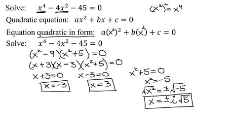 Solve A Fourth Degree Polynomial That Is Quadratic In Form X X Youtube