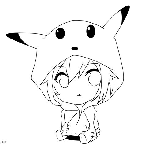 Download Chibi Pikachu Girl (Outline) by Geoffery10 on DeviantArt
