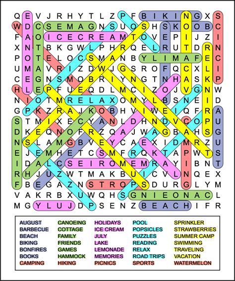 Summer Holidays Word Search Tree Valley Academy