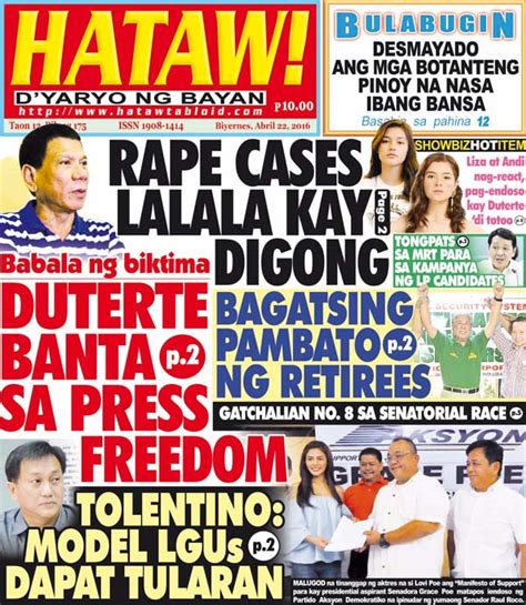 Duterte Banta Sa Press Freedom Hataw D Yaryo Ng Bayan
