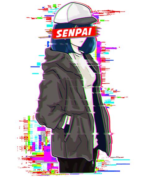 Senpai Vaporwave Aesthetic Anime Girl Greeting Card By The Perfect Presents