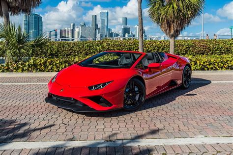 Lamborghini Huracan Evo Spyder Red On Black Luxx Miami Exotic Car